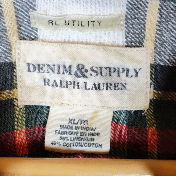 Denim & Supply Ralph Lauren Women's XL Utility Plaid Long Sleeve Shirt - Picture 7 of 13